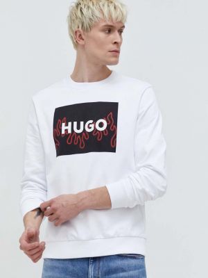 Bluza bawełniana z nadrukiem Hugo biała