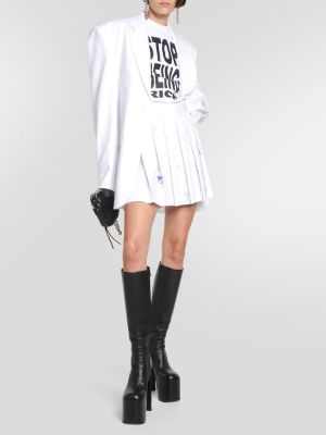 Πλισέ βαμβακερή φούστα mini με σχέδιο Vetements λευκό
