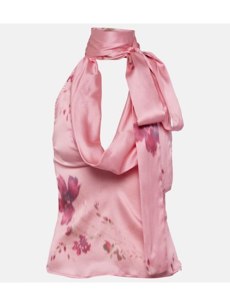 Trykt silke sateng topp Blumarine rosa