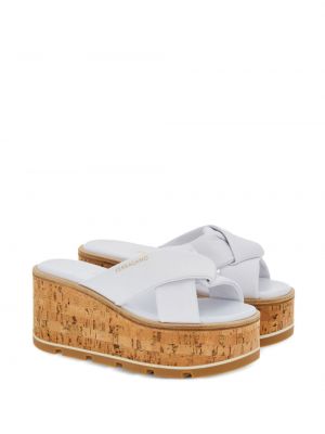 Sandale mit keilabsatz mit print Ferragamo weiß
