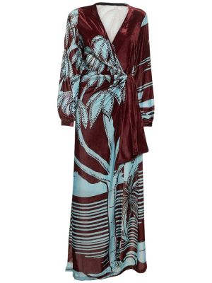 Sametové šaty s potiskem s tropickým vzorem Johanna Ortiz