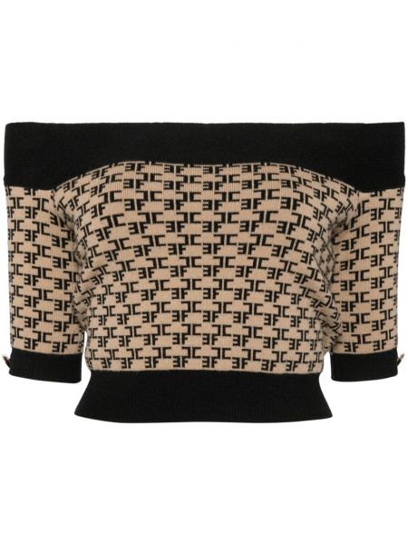 Crop top Elisabetta Franchi ruskea