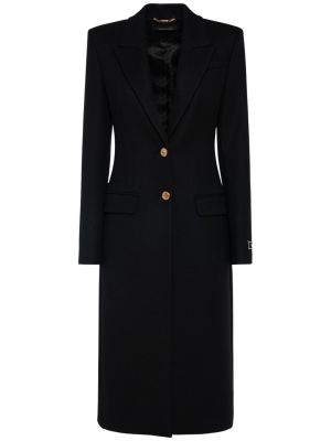 Plstěný vlnený kabát Versace čierna