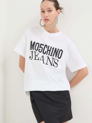 Памучна тениска Moschino Jeans бяло