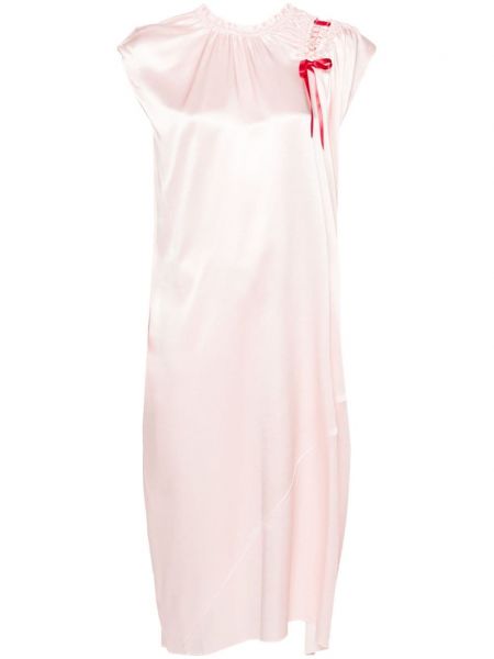 Сатенена рокля с панделка Simone Rocha розово