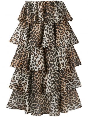 Leopardí sukně s potiskem Ganni hnědé