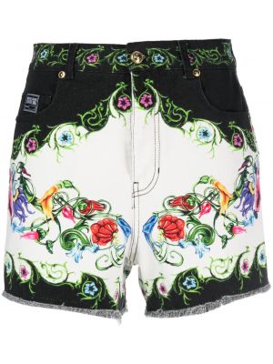 Květinové džínové šortky s potiskem Versace Jeans Couture