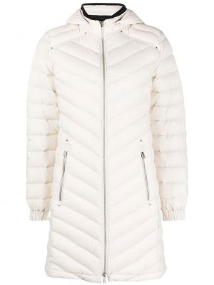 Пухено палто с качулка Moose Knuckles бяло