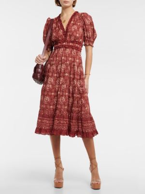 Βαμβακερή μίντι φόρεμα με σχέδιο Ulla Johnson κόκκινο