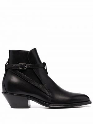 Leder ankle boots mit schnalle Saint Laurent schwarz