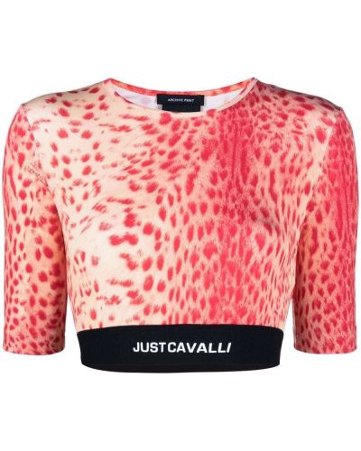 Trykt crop top Just Cavalli rosa