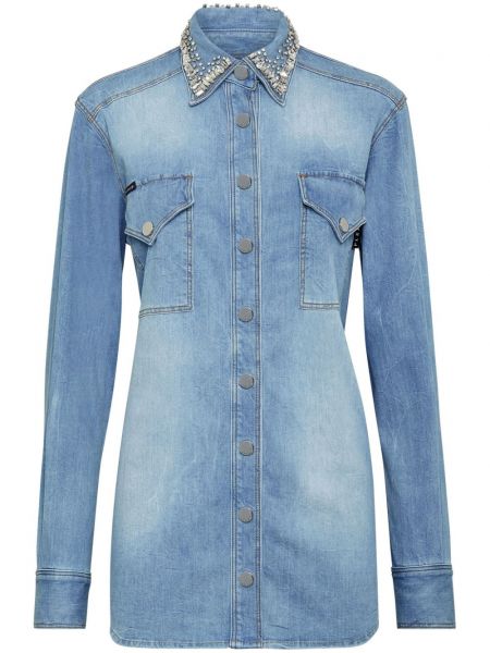 Strassit denim paita Philipp Plein sininen