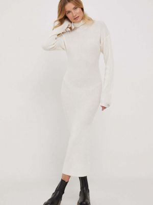 Sukienka długa dopasowana wełniana Calvin Klein beżowa