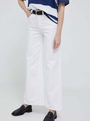Jeansy z wysoką talią bawełniane United Colors Of Benetton białe
