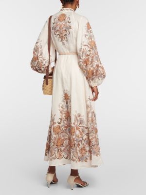 Lniana sukienka długa z wzorem paisley Zimmermann