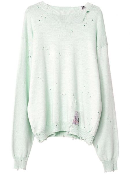 Bavlněný svetr s oděrkami Maison Mihara Yasuhiro zelený