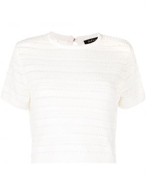 Åpent arbeid strikket crop top Tout A Coup hvit