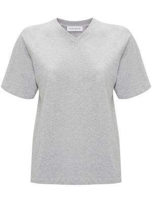 Bavlněné tričko s potiskem Victoria Beckham šedé