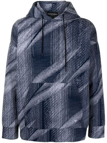 Sudadera con capucha con cordones con estampado con estampado abstracto Emporio Armani azul