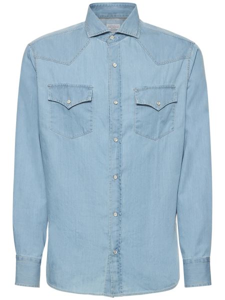 Denim skjorte Brunello Cucinelli blå