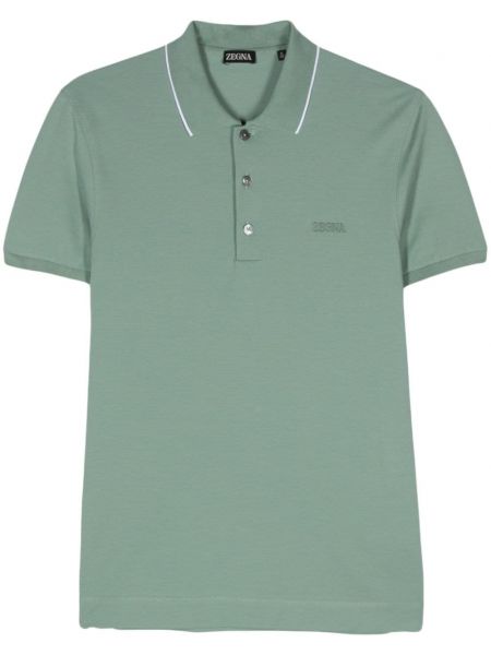 Поло тениска бродирана Zegna зелено