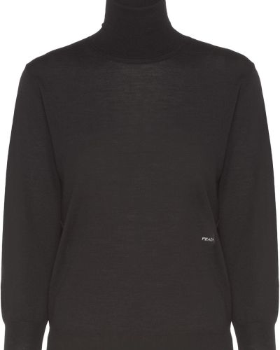 Jersey cuello alto con cuello alto de tela jersey Prada negro