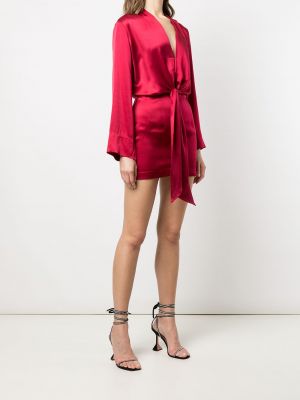 Hedvábné mini šaty Michelle Mason červené