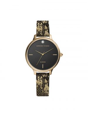 Кожаные часы с принтом со змеиным принтом Adrienne Vittadini
