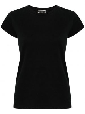 Kokvilnas t-krekls ar izšuvumiem Elisabetta Franchi melns