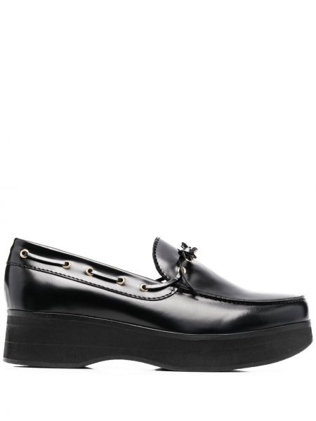 Pantofi loafer cu șireturi cu platformă din dantelă Stefan Cooke negru