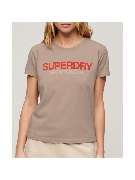 Приталенная футболка с коротким рукавом Superdry бежевая