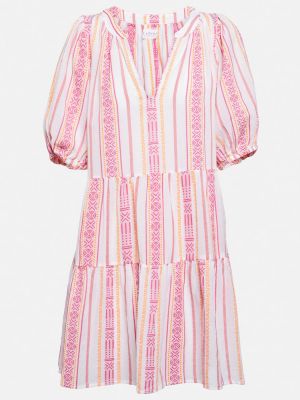 Jacquard pamučna haljina od samta Velvet ružičasta