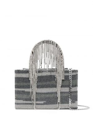 Kara crystal-embellished fringe tote bag - Argent