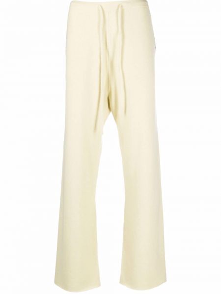 Pantalones rectos con cordones de cachemir Extreme Cashmere amarillo