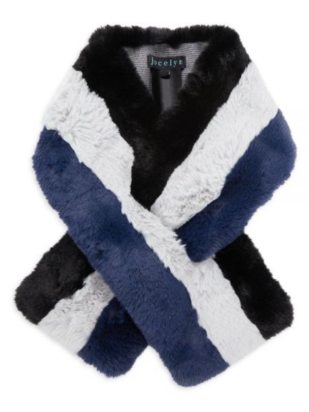 Полосатый шарф из искусственного меха Jocelyn, темно-синий