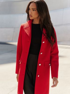 Приталенное длинное пальто на пуговицах Lipsy красный