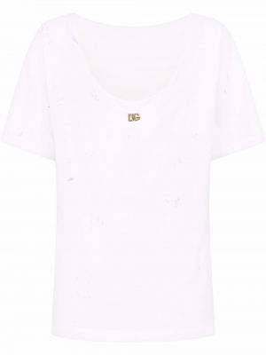 Памучна тениска с протрити краища Dolce & Gabbana