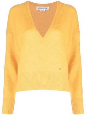 Džemperis ar v veida izgriezumu Victoria Beckham oranžs