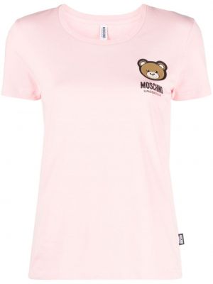 T-shirt con stampa Moschino rosa