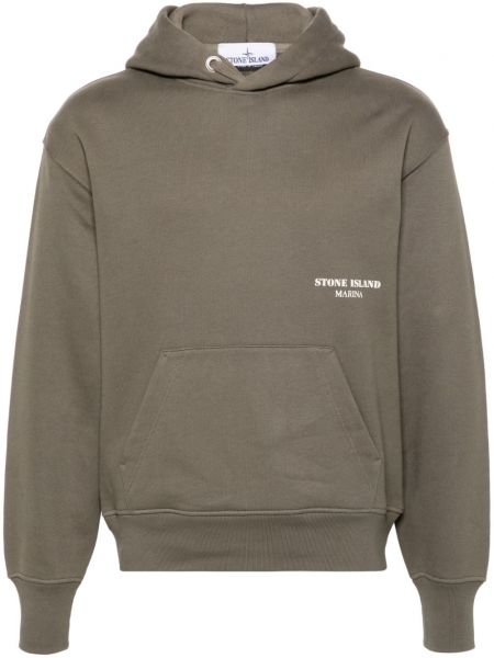 Baskılı hoodie Stone Island yeşil