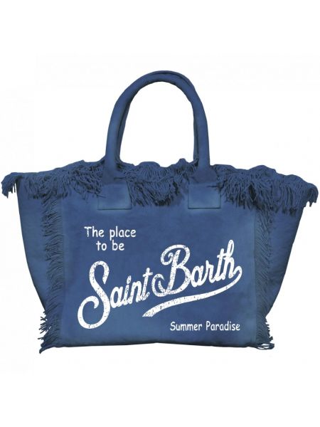 Shopperka z frędzli Mc2 Saint Barth niebieska