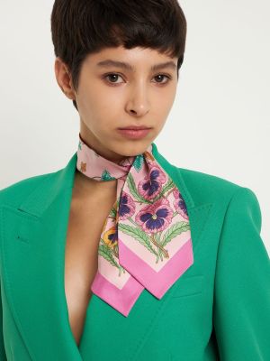 Cravată de mătase reversibilă Gucci roz