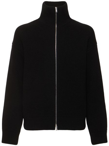 Cardigan i ull i kashmir med dragkedja Jil Sander svart