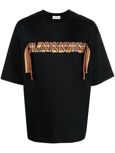 Памучна тениска бродирана Lanvin черно