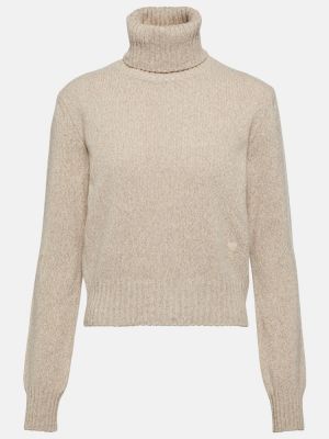 Jersey de lana de cachemir de tela jersey Ami Paris beige