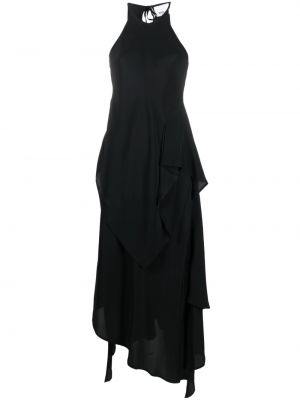 Černé drapované dlouhé šaty Erika Cavallini