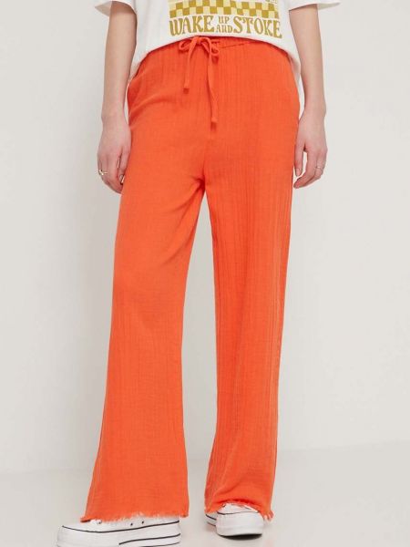 Spodnie z wysoką talią bawełniane Billabong pomarańczowe