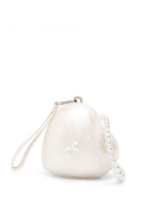 Torba na ramię z perełkami w serca Simone Rocha biała