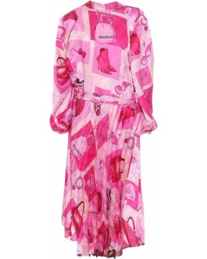 Midi šaty s potlačou Balenciaga ružová