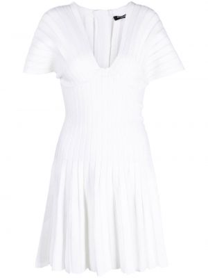 Plisované mini šaty so sieťovinou Balmain biela